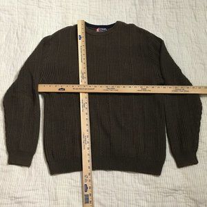 Vintage 100% Cotton Chaps Ralph Lauren Crest Green Cable Knit Sweater SZ L.